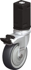 Blickle - 3" Diam x 63/64" Wide x 4" OAH Stem Mount Swivel Caster with Brake - Rubber Elastomer (TPE), 165 Lb Capacity, Ball Bearing, Square Stem - Apex Tool & Supply