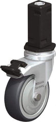 Blickle - 3" Diam x 63/64" Wide x 4" OAH Stem Mount Swivel Caster with Brake - Rubber Elastomer (TPE), 165 Lb Capacity, Ball Bearing, Square Stem - Apex Tool & Supply