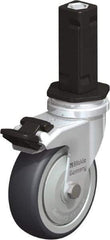 Blickle - 3" Diam x 63/64" Wide x 4" OAH Stem Mount Swivel Caster with Brake - Rubber Elastomer (TPE), 165 Lb Capacity, Ball Bearing, Square Stem - Apex Tool & Supply