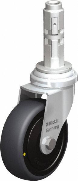 Blickle - 3" Diam x 63/64" Wide x 4" OAH Metal Expander Mount Swivel Caster - Rubber Elastomer (TPE), 110 Lb Capacity, Ball Bearing, Metal Expander Stem - Apex Tool & Supply