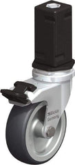 Blickle - 3" Diam x 63/64" Wide x 4" OAH Stem Mount Swivel Caster with Brake - Rubber Elastomer (TPE), 165 Lb Capacity, Plain Bore Bearing, Square Stem - Apex Tool & Supply