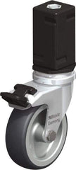 Blickle - 3" Diam x 63/64" Wide x 4" OAH Stem Mount Swivel Caster with Brake - Rubber Elastomer (TPE), 165 Lb Capacity, Plain Bore Bearing, Square Stem - Apex Tool & Supply