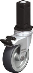 Blickle - 3" Diam x 63/64" Wide x 4" OAH Stem Mount Swivel Caster with Brake - Rubber Elastomer (TPE), 165 Lb Capacity, Plain Bore Bearing, Square Stem - Apex Tool & Supply