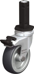 Blickle - 3" Diam x 63/64" Wide x 4" OAH Stem Mount Swivel Caster with Brake - Rubber Elastomer (TPE), 165 Lb Capacity, Plain Bore Bearing, Square Stem - Apex Tool & Supply