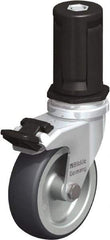 Blickle - 3" Diam x 63/64" Wide x 4" OAH Stem Mount Swivel Caster with Brake - Rubber Elastomer (TPE), 165 Lb Capacity, Plain Bore Bearing, Round Stem - Apex Tool & Supply