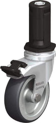 Blickle - 3" Diam x 63/64" Wide x 4" OAH Stem Mount Swivel Caster with Brake - Rubber Elastomer (TPE), 165 Lb Capacity, Plain Bore Bearing, Round Stem - Apex Tool & Supply