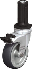 Blickle - 3" Diam x 63/64" Wide x 4" OAH Stem Mount Swivel Caster with Brake - Rubber Elastomer (TPE), 165 Lb Capacity, Plain Bore Bearing, Round Stem - Apex Tool & Supply