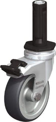 Blickle - 3" Diam x 63/64" Wide x 4" OAH Stem Mount Swivel Caster with Brake - Rubber Elastomer (TPE), 165 Lb Capacity, Plain Bore Bearing, Round Stem - Apex Tool & Supply