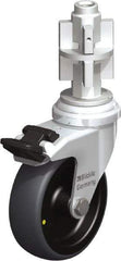 Blickle - 3" Diam x 63/64" Wide x 4" OAH Metal Expander Mount Swivel Caster with Brake - Rubber Elastomer (TPE), 110 Lb Capacity, Plain Bore Bearing, Metal Expander Stem - Apex Tool & Supply
