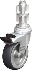 Blickle - 3" Diam x 63/64" Wide x 4" OAH Metal Expander Mount Swivel Caster with Brake - Rubber Elastomer (TPE), 165 Lb Capacity, Plain Bore Bearing, Metal Expander Stem - Apex Tool & Supply