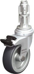 Blickle - 3" Diam x 63/64" Wide x 4" OAH Metal Expander Mount Swivel Caster with Brake - Rubber Elastomer (TPE), 165 Lb Capacity, Plain Bore Bearing, Metal Expander Stem - Apex Tool & Supply