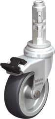 Blickle - 3" Diam x 63/64" Wide x 4" OAH Metal Expander Mount Swivel Caster with Brake - Rubber Elastomer (TPE), 165 Lb Capacity, Plain Bore Bearing, Metal Expander Stem - Apex Tool & Supply