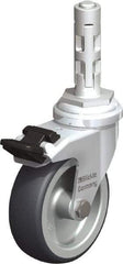 Blickle - 3" Diam x 63/64" Wide x 4" OAH Metal Expander Mount Swivel Caster with Brake - Rubber Elastomer (TPE), 165 Lb Capacity, Plain Bore Bearing, Metal Expander Stem - Apex Tool & Supply