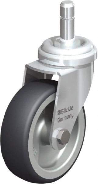 Blickle - 3" Diam x 63/64" Wide x 3-55/64" OAH Stem Mount Swivel Caster - Rubber Elastomer (TPE), 165 Lb Capacity, Plain Bore Bearing, Friction Stem - Apex Tool & Supply