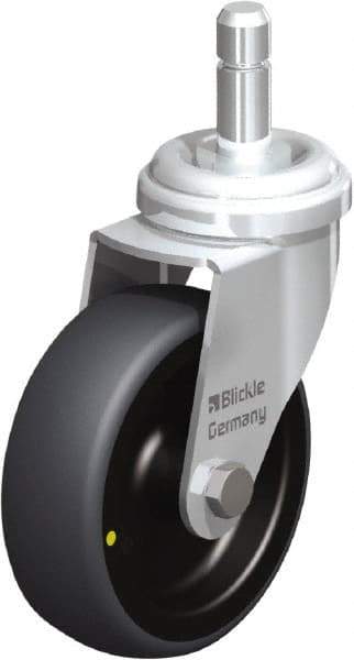 Blickle - 3" Diam x 63/64" Wide x 3-27/32" OAH Stem Mount Swivel Caster - Rubber Elastomer (TPE), 110 Lb Capacity, Plain Bore Bearing, Friction Stem - Apex Tool & Supply