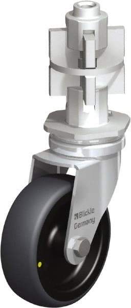 Blickle - 3" Diam x 63/64" Wide x 4" OAH Metal Expander Mount Swivel Caster - Rubber Elastomer (TPE), 110 Lb Capacity, Plain Bore Bearing, Metal Expander Stem - Apex Tool & Supply