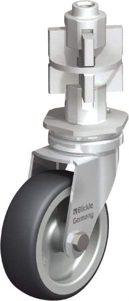 Blickle - 3" Diam x 63/64" Wide x 4" OAH Metal Expander Mount Swivel Caster - Rubber Elastomer (TPE), 165 Lb Capacity, Plain Bore Bearing, Metal Expander Stem - Apex Tool & Supply