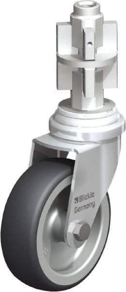 Blickle - 3" Diam x 63/64" Wide x 4" OAH Metal Expander Mount Swivel Caster - Rubber Elastomer (TPE), 165 Lb Capacity, Plain Bore Bearing, Metal Expander Stem - Apex Tool & Supply