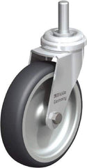Blickle - 4" Diam x 63/64" Wide x 4-3/4" OAH Stem Mount Swivel Caster - Rubber Elastomer (TPE), 154 Lb Capacity, Plain Bore Bearing, 3/8 x 1-13/16" Threaded Stem - Apex Tool & Supply
