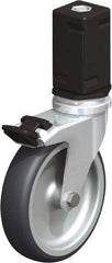 Blickle - 4" Diam x 63/64" Wide x 4-7/8" OAH Stem Mount Swivel Caster with Brake - Rubber Elastomer (TPE), 154 Lb Capacity, Plain Bore Bearing, Square Stem - Apex Tool & Supply