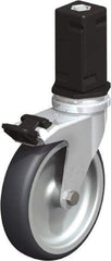 Blickle - 4" Diam x 63/64" Wide x 4-7/8" OAH Stem Mount Swivel Caster with Brake - Rubber Elastomer (TPE), 154 Lb Capacity, Plain Bore Bearing, Square Stem - Apex Tool & Supply