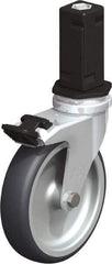 Blickle - 4" Diam x 63/64" Wide x 4-7/8" OAH Stem Mount Swivel Caster with Brake - Rubber Elastomer (TPE), 154 Lb Capacity, Plain Bore Bearing, Square Stem - Apex Tool & Supply