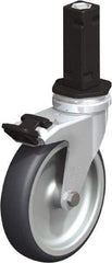 Blickle - 4" Diam x 63/64" Wide x 4-7/8" OAH Stem Mount Swivel Caster with Brake - Rubber Elastomer (TPE), 154 Lb Capacity, Plain Bore Bearing, Square Stem - Apex Tool & Supply