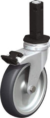 Blickle - 4" Diam x 63/64" Wide x 4-7/8" OAH Stem Mount Swivel Caster with Brake - Rubber Elastomer (TPE), 154 Lb Capacity, Plain Bore Bearing, Square Stem - Apex Tool & Supply