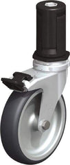 Blickle - 4" Diam x 63/64" Wide x 4-7/8" OAH Stem Mount Swivel Caster with Brake - Rubber Elastomer (TPE), 154 Lb Capacity, Plain Bore Bearing, Round Stem - Apex Tool & Supply