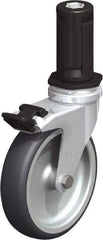 Blickle - 4" Diam x 63/64" Wide x 4-7/8" OAH Stem Mount Swivel Caster with Brake - Rubber Elastomer (TPE), 154 Lb Capacity, Plain Bore Bearing, Round Stem - Apex Tool & Supply