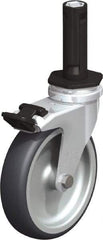 Blickle - 4" Diam x 63/64" Wide x 4-7/8" OAH Stem Mount Swivel Caster with Brake - Rubber Elastomer (TPE), 154 Lb Capacity, Plain Bore Bearing, Round Stem - Apex Tool & Supply