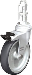 Blickle - 4" Diam x 63/64" Wide x 4-7/8" OAH Metal Expander Mount Swivel Caster with Brake - Rubber Elastomer (TPE), 154 Lb Capacity, Plain Bore Bearing, Metal Expander Stem - Apex Tool & Supply