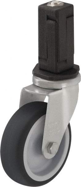 Blickle - 4" Diam x 63/64" Wide x 4-7/8" OAH Stem Mount Swivel Caster - Rubber Elastomer (TPE), 154 Lb Capacity, Plain Bore Bearing, Square Stem - Apex Tool & Supply