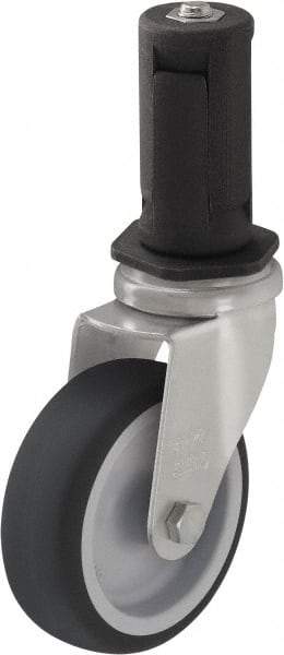 Blickle - 4" Diam x 63/64" Wide x 4-7/8" OAH Stem Mount Swivel Caster - Rubber Elastomer (TPE), 154 Lb Capacity, Plain Bore Bearing, Round Stem - Apex Tool & Supply