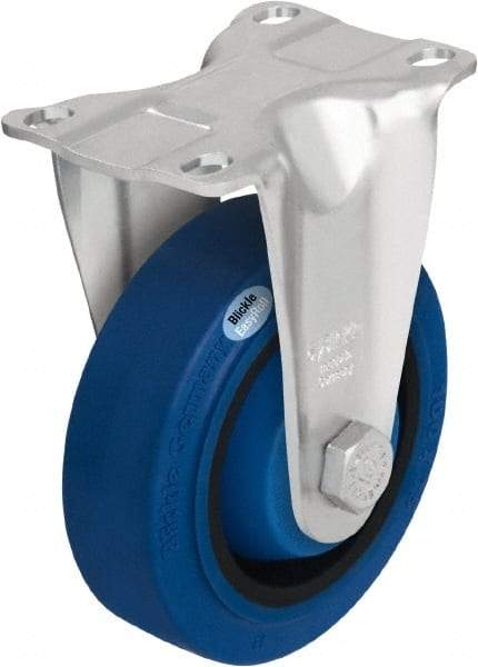 Blickle - 4" Diam x 1-3/8" Wide x 5-1/8" OAH Top Plate Mount Rigid Caster - Solid Rubber, 400 Lb Capacity, Ball Bearing, 3-5/8 x 2-1/2" Plate - Apex Tool & Supply