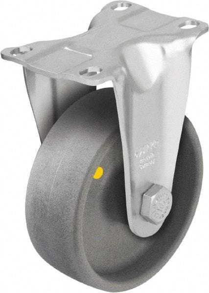 Blickle - 5" Diam x 1-9/16" Wide x 6-1/8" OAH Top Plate Mount Rigid Caster - Impact-Resistant Nylon, 400 Lb Capacity, Plain Bore Bearing, 3-5/8 x 2-1/2" Plate - Apex Tool & Supply