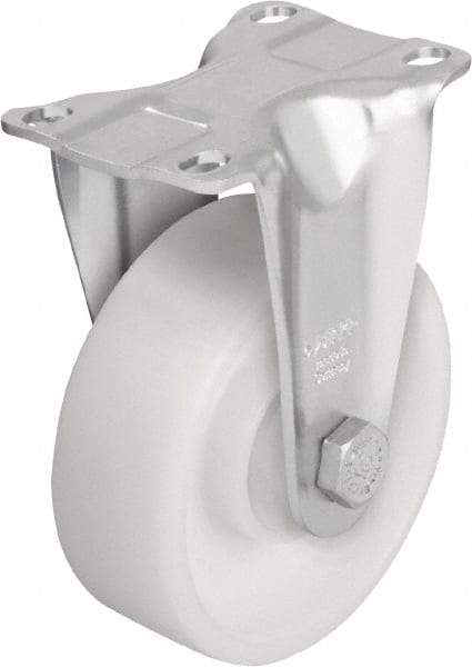 Blickle - 5" Diam x 1-9/16" Wide x 6-1/8" OAH Top Plate Mount Rigid Caster - Impact-Resistant Nylon, 400 Lb Capacity, Ball Bearing, 3-5/8 x 2-1/2" Plate - Apex Tool & Supply