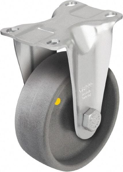 Blickle - 4" Diam x 1-7/16" Wide x 5-1/8" OAH Top Plate Mount Rigid Caster - Impact-Resistant Nylon, 400 Lb Capacity, Plain Bore Bearing, 3-5/8 x 2-1/2" Plate - Apex Tool & Supply