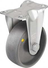 Blickle - 4" Diam x 1-7/16" Wide x 5-1/8" OAH Top Plate Mount Rigid Caster - Impact-Resistant Nylon, 400 Lb Capacity, Plain Bore Bearing, 3-5/8 x 2-1/2" Plate - Apex Tool & Supply