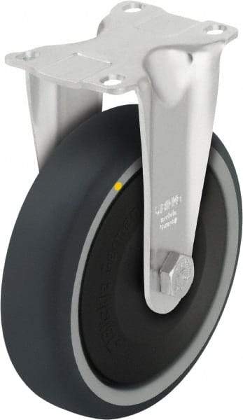 Blickle - 4" Diam x 1-1/4" Wide x 5-1/8" OAH Top Plate Mount Rigid Caster - Thermoplastic Polyurethane, 400 Lb Capacity, Ball Bearing, 3-5/8 x 2-1/2" Plate - Apex Tool & Supply