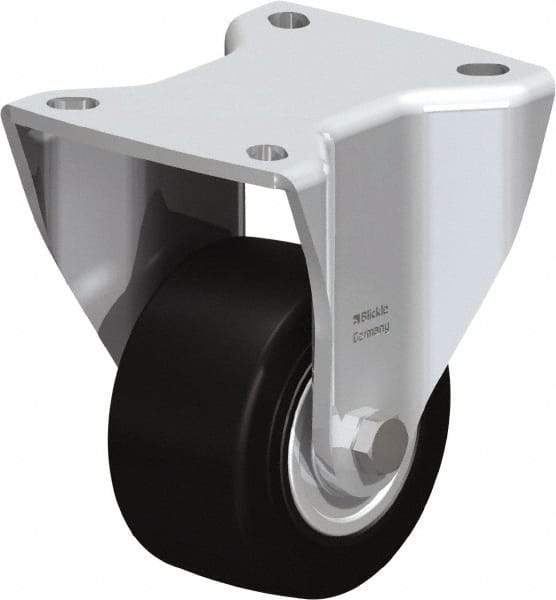 Blickle - 3" Diam x 1-49/64" Wide x 4-23/32" OAH Top Plate Mount Rigid Caster - Solid Rubber, 440 Lb Capacity, Ball Bearing, 3-15/16 x 3-3/8" Plate - Apex Tool & Supply