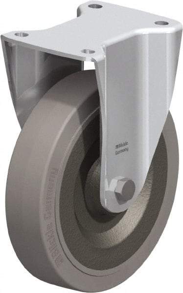 Blickle - 8" Diam x 1-31/32" Wide x 9-41/64" OAH Top Plate Mount Rigid Caster - Solid Rubber, 1,320 Lb Capacity, Ball Bearing, 5-1/2 x 4-3/8" Plate - Apex Tool & Supply