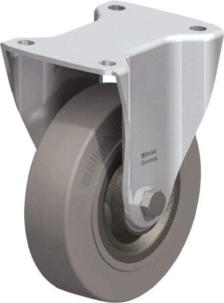 Blickle - 6-1/2" Diam x 1-31/32" Wide x 7-61/64" OAH Top Plate Mount Rigid Caster - Solid Rubber, 990 Lb Capacity, Ball Bearing, 5-1/2 x 4-3/8" Plate - Apex Tool & Supply