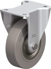 Blickle - 6-1/2" Diam x 1-31/32" Wide x 7-61/64" OAH Top Plate Mount Rigid Caster - Solid Rubber, 990 Lb Capacity, Ball Bearing, 5-1/2 x 4-3/8" Plate - Apex Tool & Supply