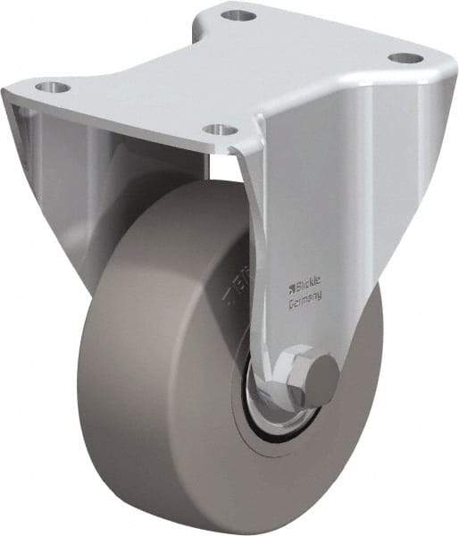 Blickle - 5" Diam x 1-31/32" Wide x 6-11/16" OAH Top Plate Mount Rigid Caster - Solid Rubber, 704 Lb Capacity, Ball Bearing, 5-1/2 x 4-3/8" Plate - Apex Tool & Supply