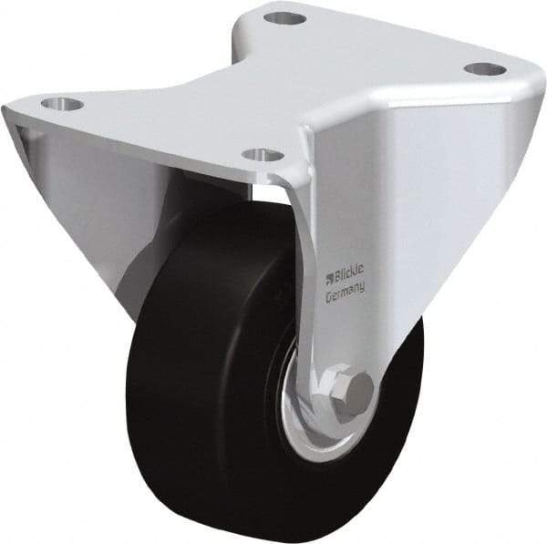 Blickle - 4" Diam x 1-17/32" Wide x 6-1/2" OAH Top Plate Mount Rigid Caster - Solid Rubber, 594 Lb Capacity, Ball Bearing, 5-1/2 x 4-3/8" Plate - Apex Tool & Supply
