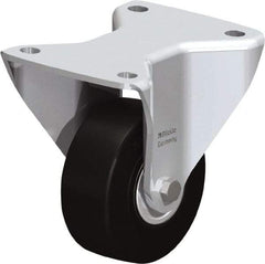 Blickle - 4" Diam x 1-17/32" Wide x 6-1/2" OAH Top Plate Mount Rigid Caster - Solid Rubber, 594 Lb Capacity, Ball Bearing, 5-1/2 x 4-3/8" Plate - Apex Tool & Supply