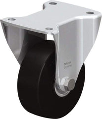 Blickle - 5" Diam x 1-31/32" Wide x 6-11/16" OAH Top Plate Mount Rigid Caster - Solid Rubber, 704 Lb Capacity, Ball Bearing, 5-1/2 x 4-3/8" Plate - Apex Tool & Supply
