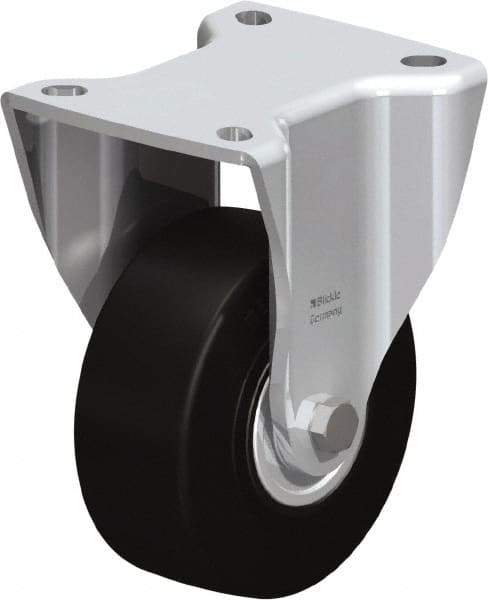 Blickle - 4" Diam x 1-37/64" Wide x 5-1/2" OAH Top Plate Mount Rigid Caster - Solid Rubber, 594 Lb Capacity, Ball Bearing, 3-15/16 x 3-3/8" Plate - Apex Tool & Supply