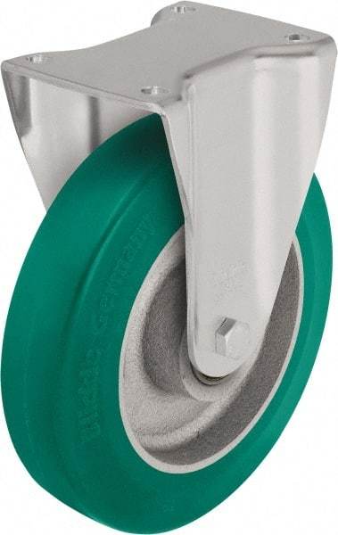 Blickle - 5" Diam x 1-31/32" Wide x 6-11/16" OAH Top Plate Mount Rigid Caster - Polyurethane-Elastomer Blickle Softhane, 990 Lb Capacity, Ball Bearing, 5-1/2 x 4-3/8" Plate - Apex Tool & Supply